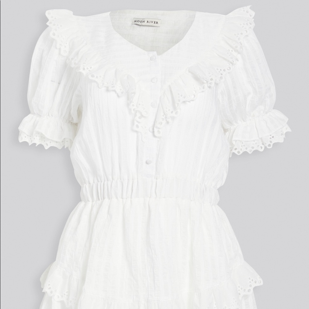 SHOPBOP MOON RIVER MINI WHITE EYELIT DRESS
